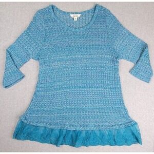 Krazy Kat  Sweater Pullover  with Ruffled Lace Trim XXL